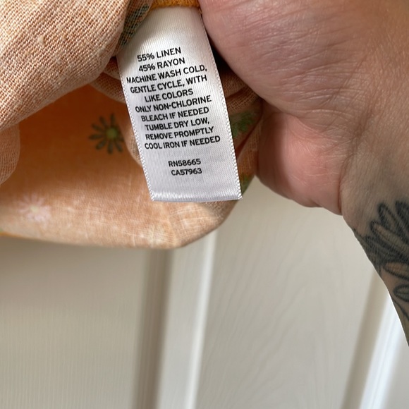 Abound orange linen blend tank 1960s 1970s - Picture 5 of 6